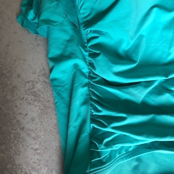 Bleu Rod Beattie Wave Runner Ruffle One Piece Swimsuit Turquoise - Picture 12 of 15